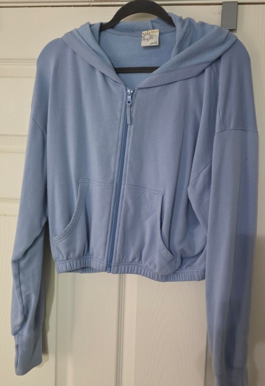 OFFLINE By Aerie OTT Cropped Full Zip Sweatshirt Baby Blue Size Small Hoodie